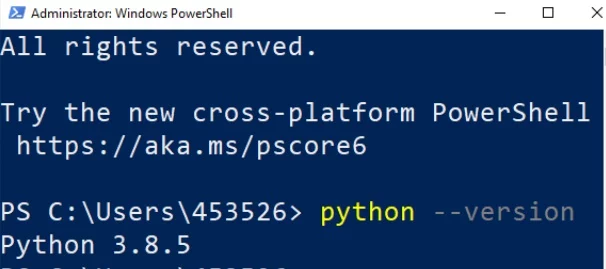 Python version on Windows shell