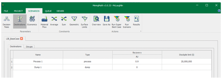 Destination parameters