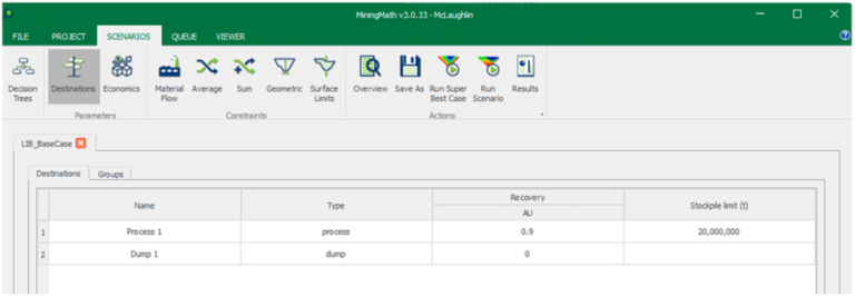 Destination parameters